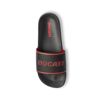 Ciabatte da uomo nere fascia singola con logo Ducati, Brand, SKU p426000069, Immagine 0